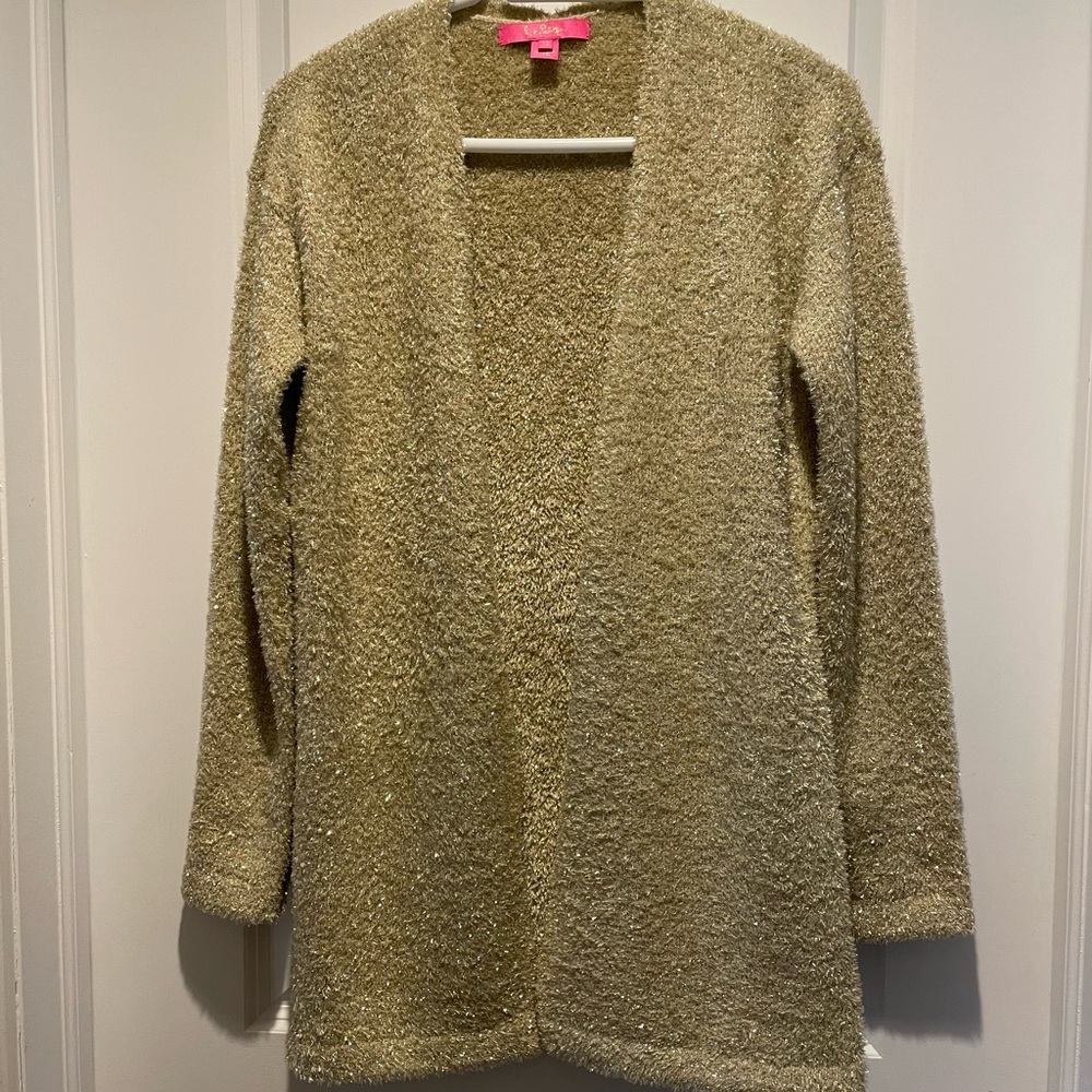 Lily Pulitzer Woodbury Gold Metallic Cardigan - XS